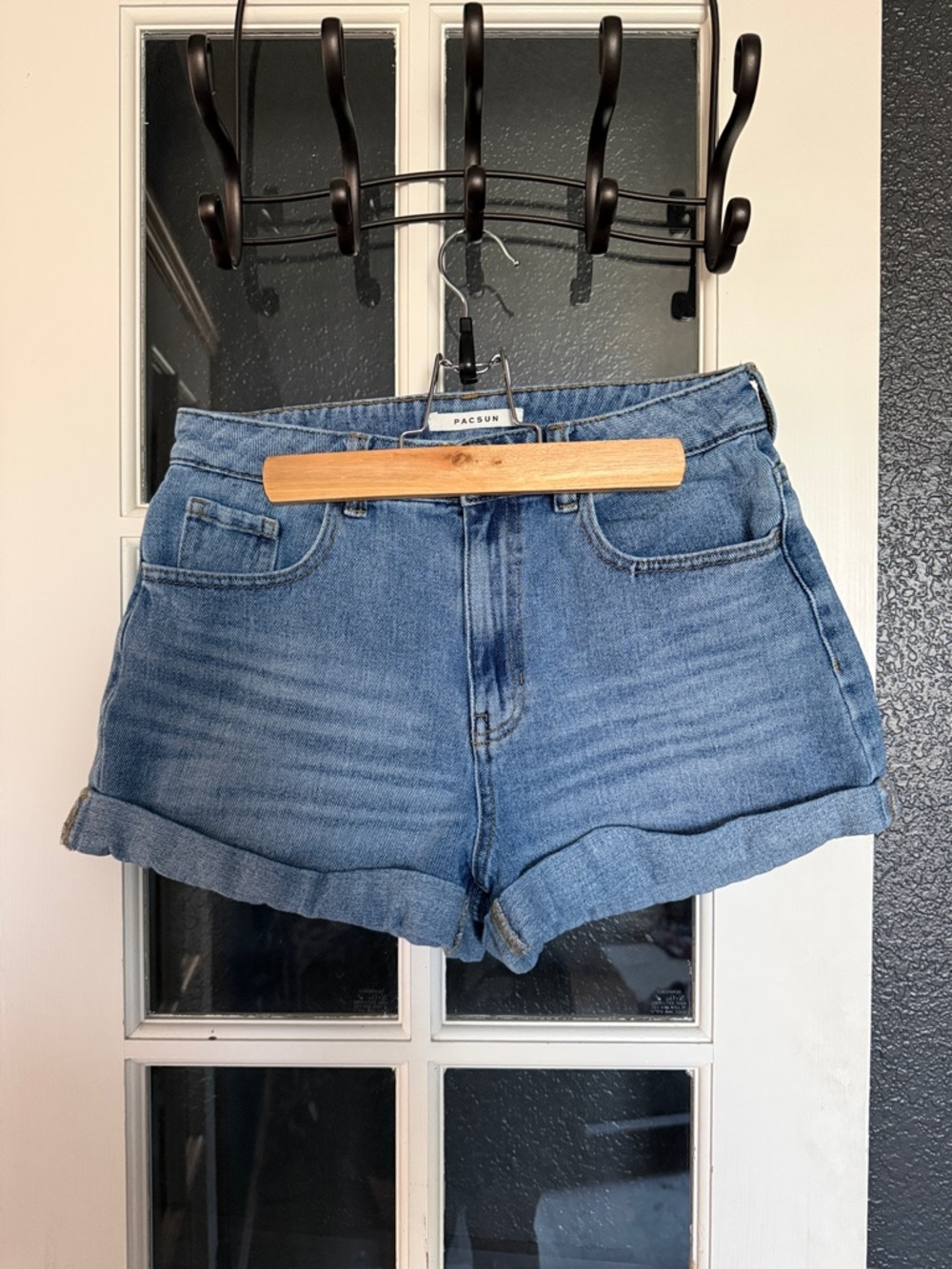 PacSun High Rise Rolled Cuff Denim Mom Shorts